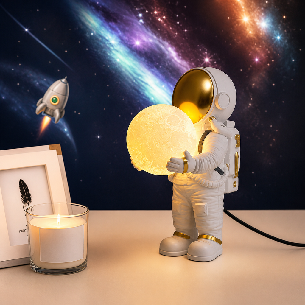 🚀 Lámpara Astronauta con Altavoz Bluetooth ✨