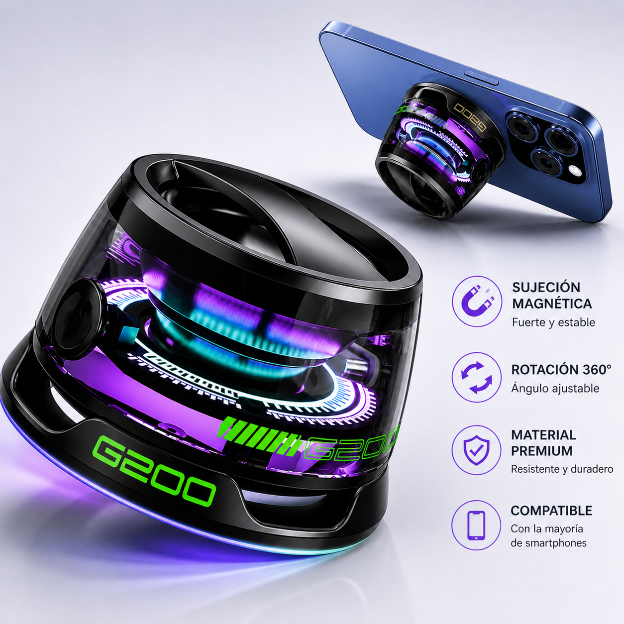 🔊 Altavoz Bluetooth Magnético con Luces RGB ✨