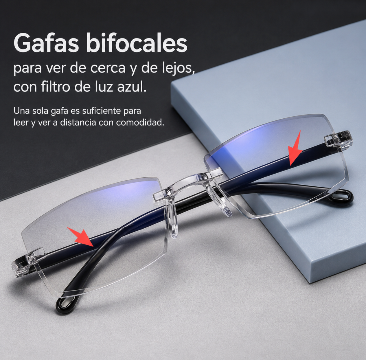 👁️ Gafas Multifocales Autograduables Anti Luz Azul + Funda de Cuero