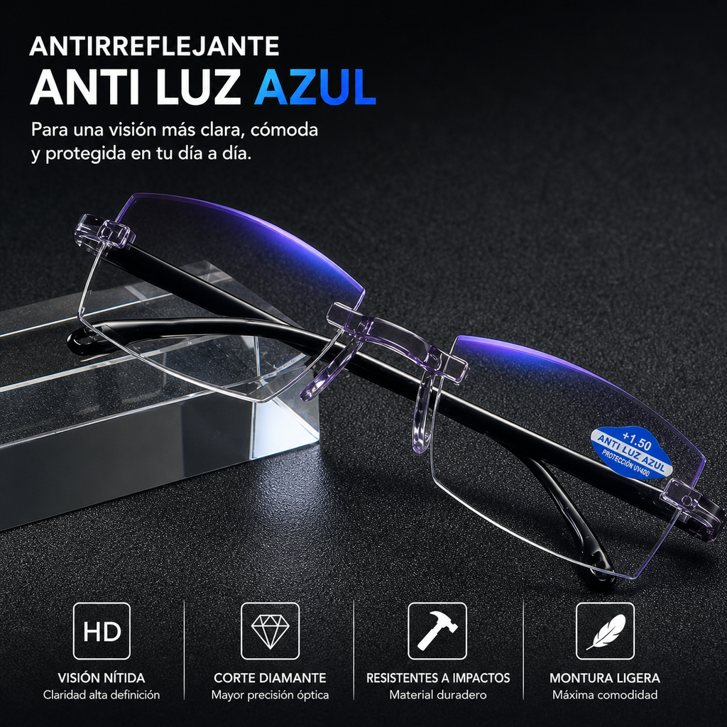 👁️ Gafas Multifocales Autograduables Anti Luz Azul + Funda de Cuero