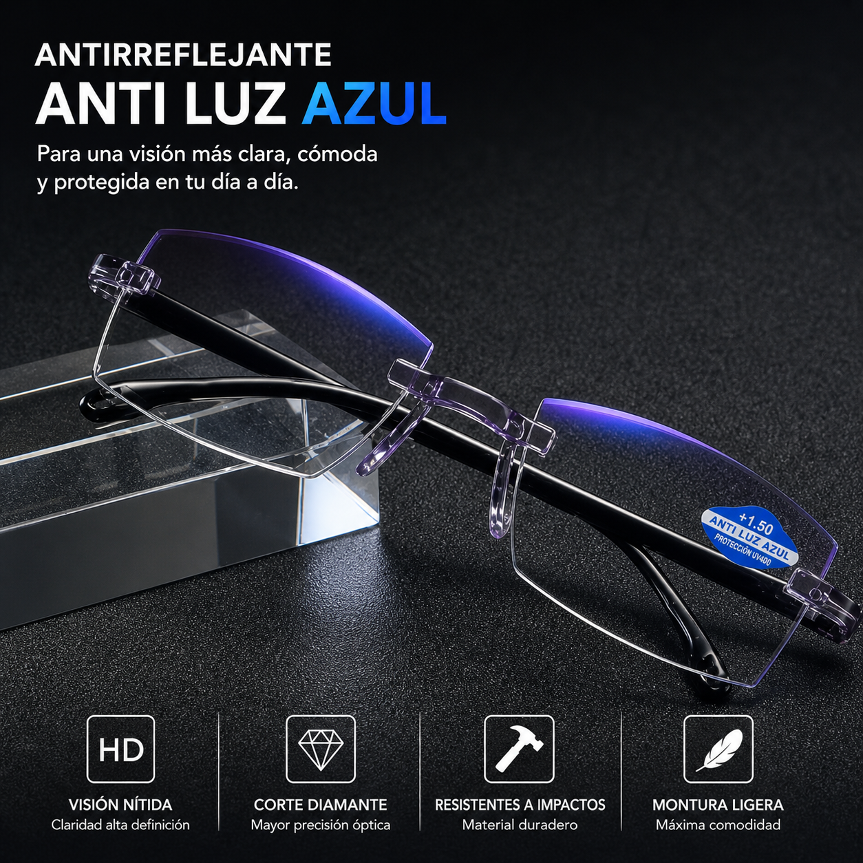 👁️ Gafas Multifocales Autograduables Anti Luz Azul + Funda de Cuero